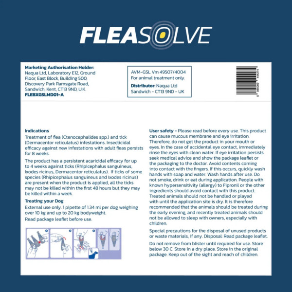 FleaSolve Spot-on Solution for Medium Dogs 10-20kg
